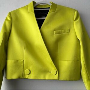 Massimo Dutti Neon Lime Cropped Blazer
